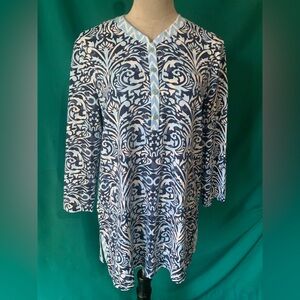 J. McLaughlin for Dillard’s Navy and White Floral Tunic, NWOT